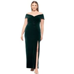 Xscape Dark Green Strapless Dress